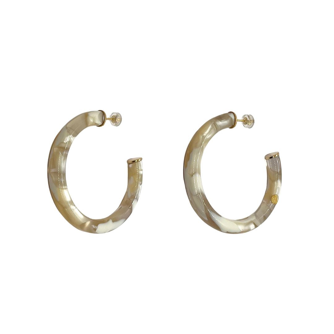 Créoles LUNA - Éclat de lune blanc