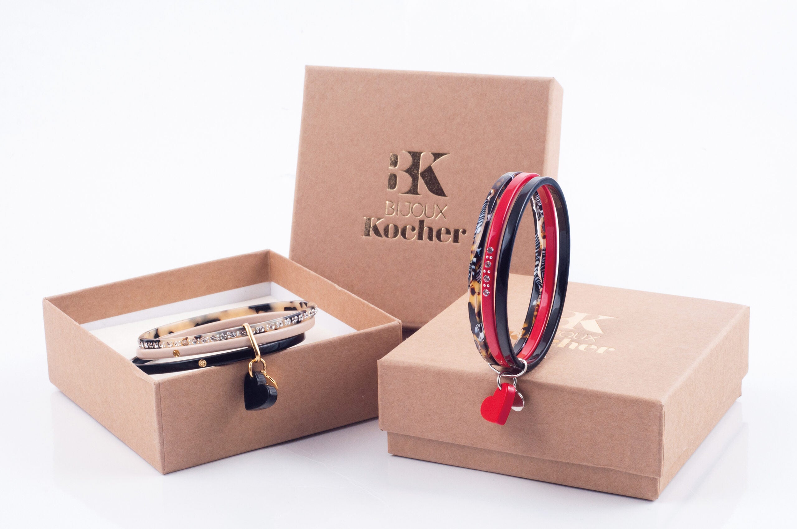 KIT de 3 bracelets JANIS Série AMOUR Cœur Noir