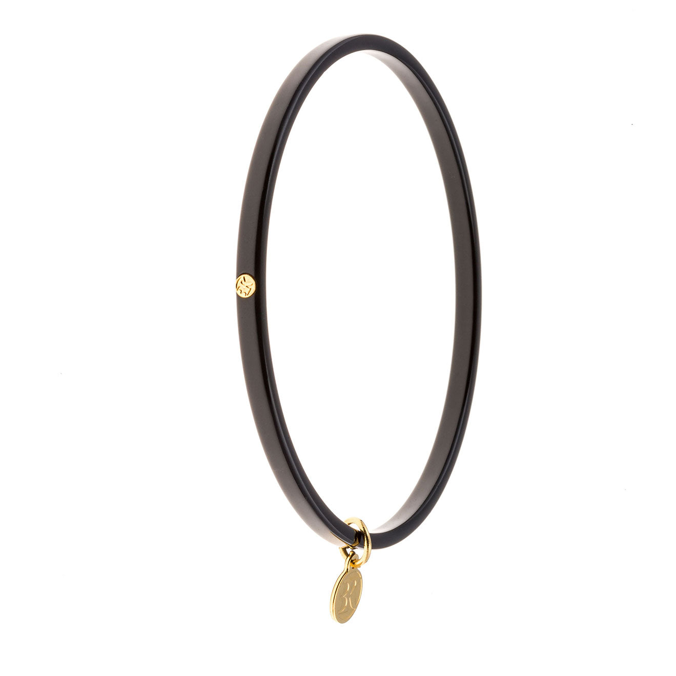 Bracelet HANNAH Coloris Noir Uni avec Pampille dorée