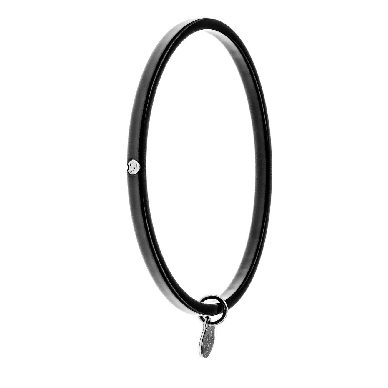 Bracelet HANNAH Coloris Noir Uni avec Pampille argentée