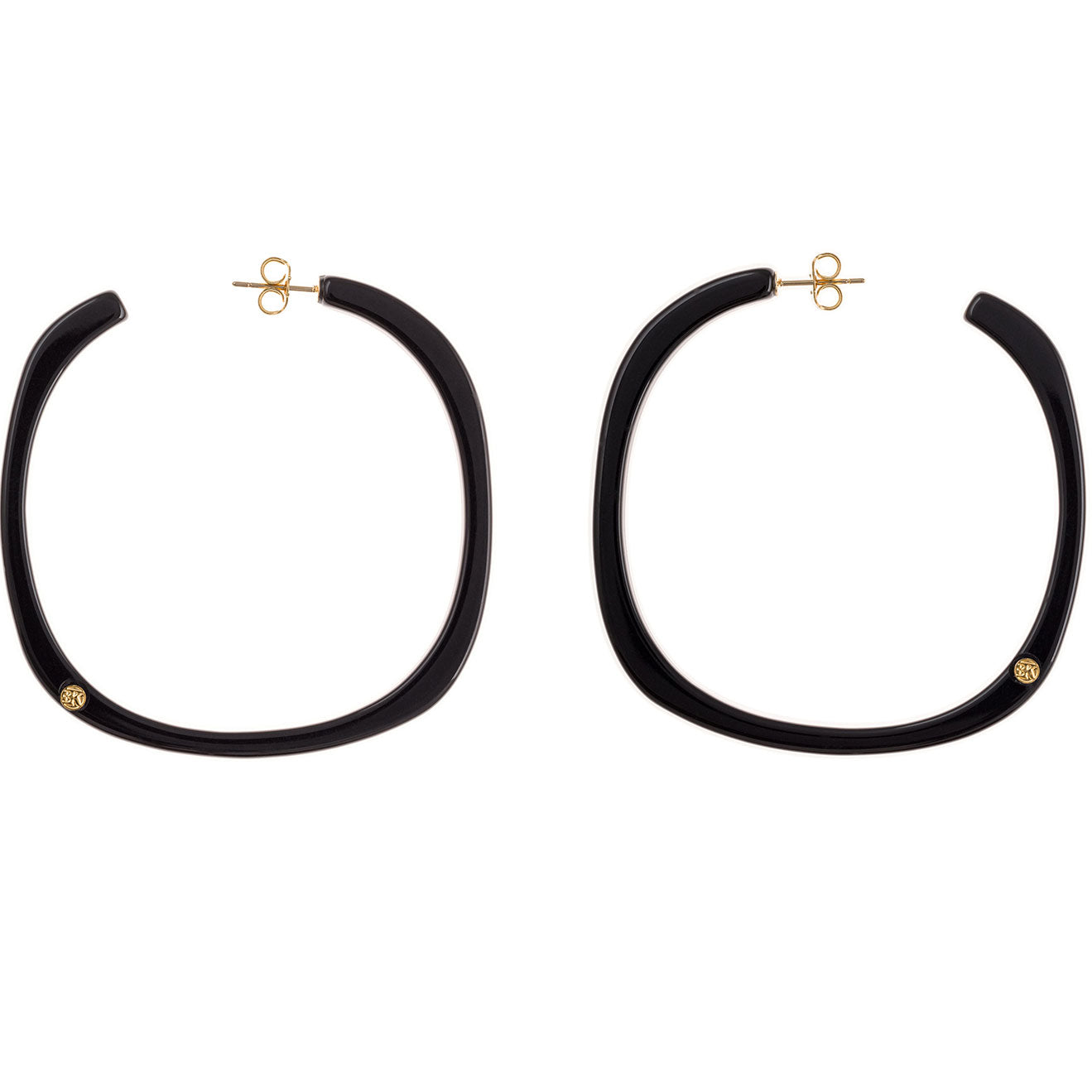 Créoles GIORGIA Coloris Noir Uni avec Pastille dorée