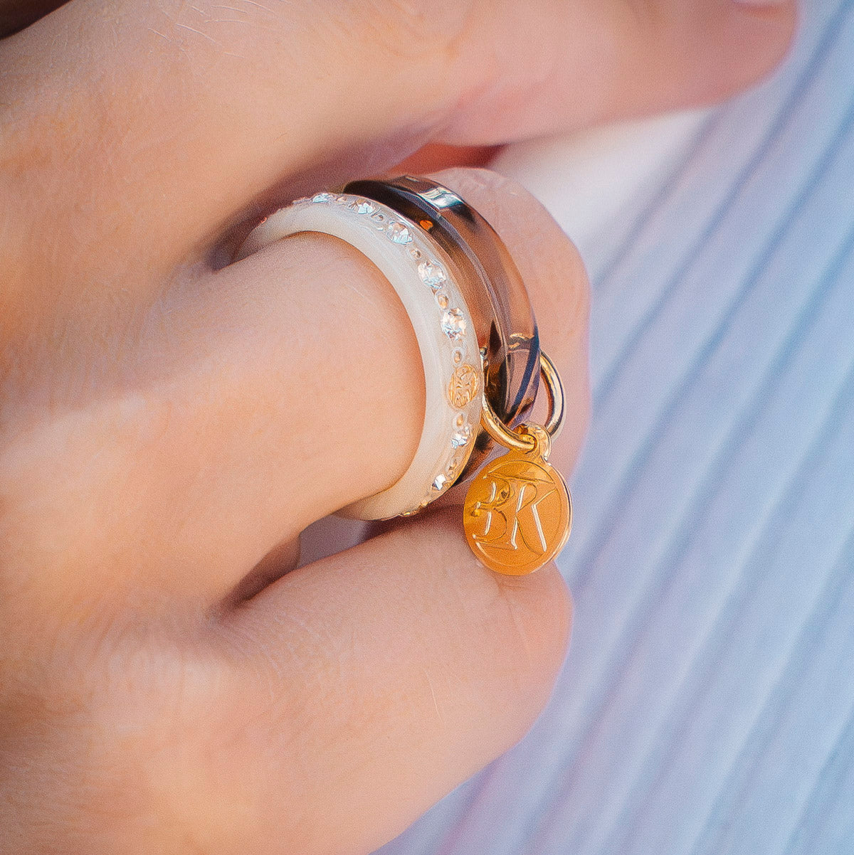 Bague MILA - Ivoire Strassé Golden - Exclusivité Web