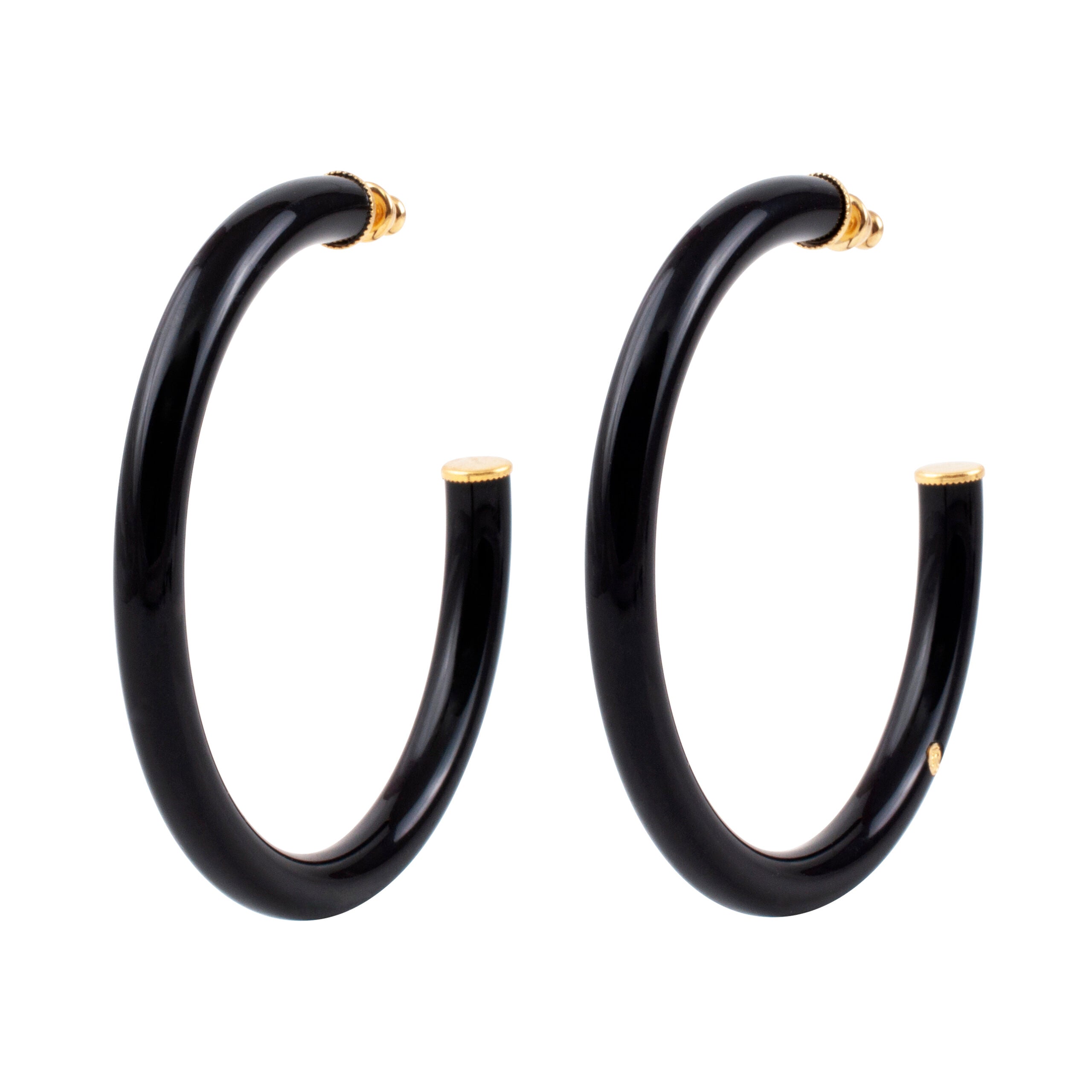 Créoles LUNA Coloris Noir Pastille Dorée