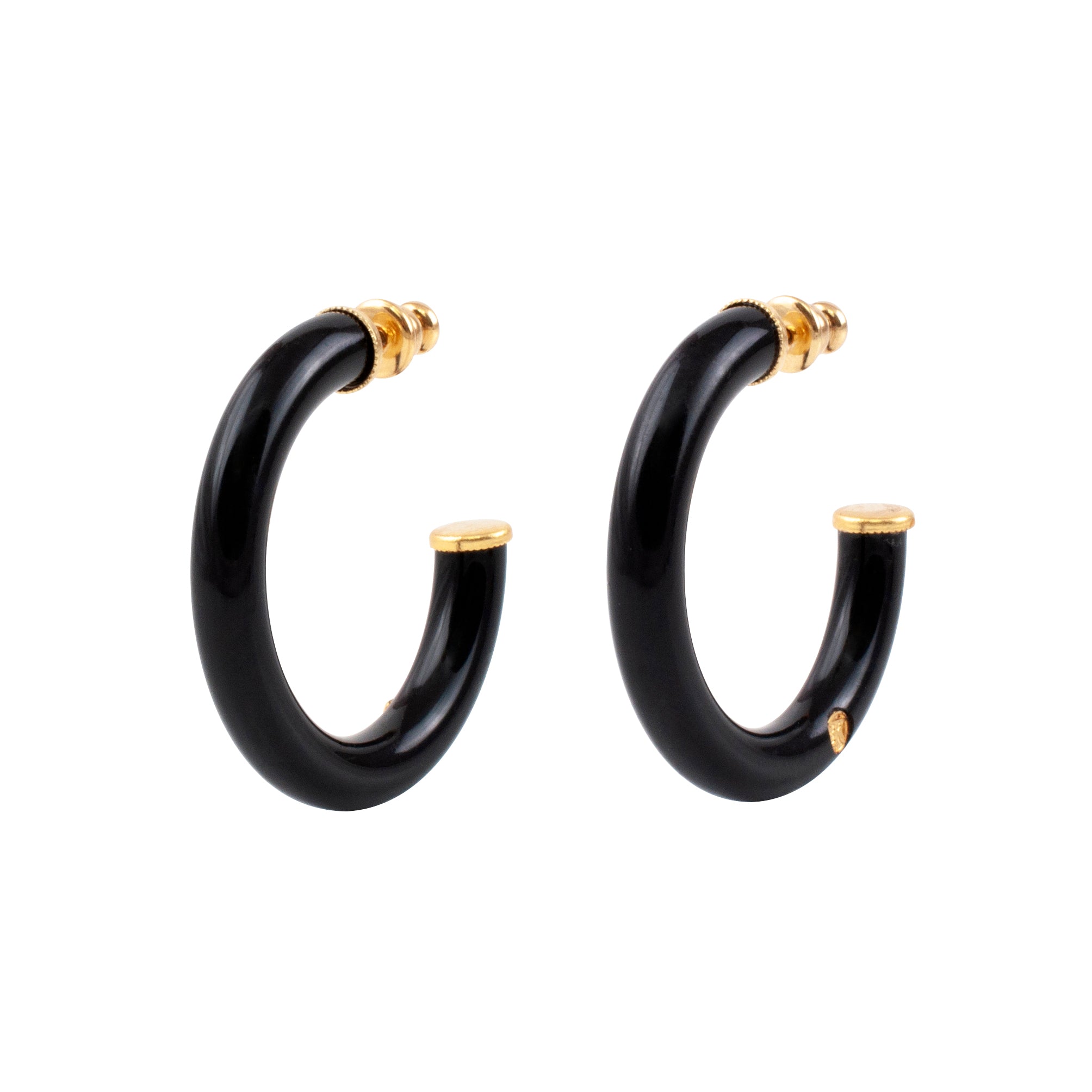 Créoles LUNA Coloris Noir Pastille Dorée