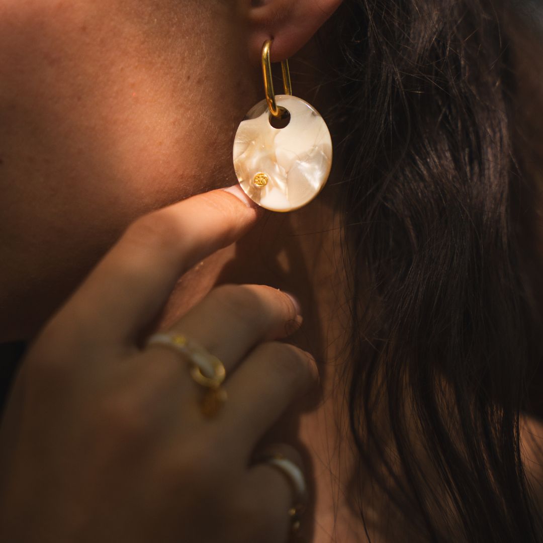Boucles d'oreilles SORIA - Éclat de lune blanc