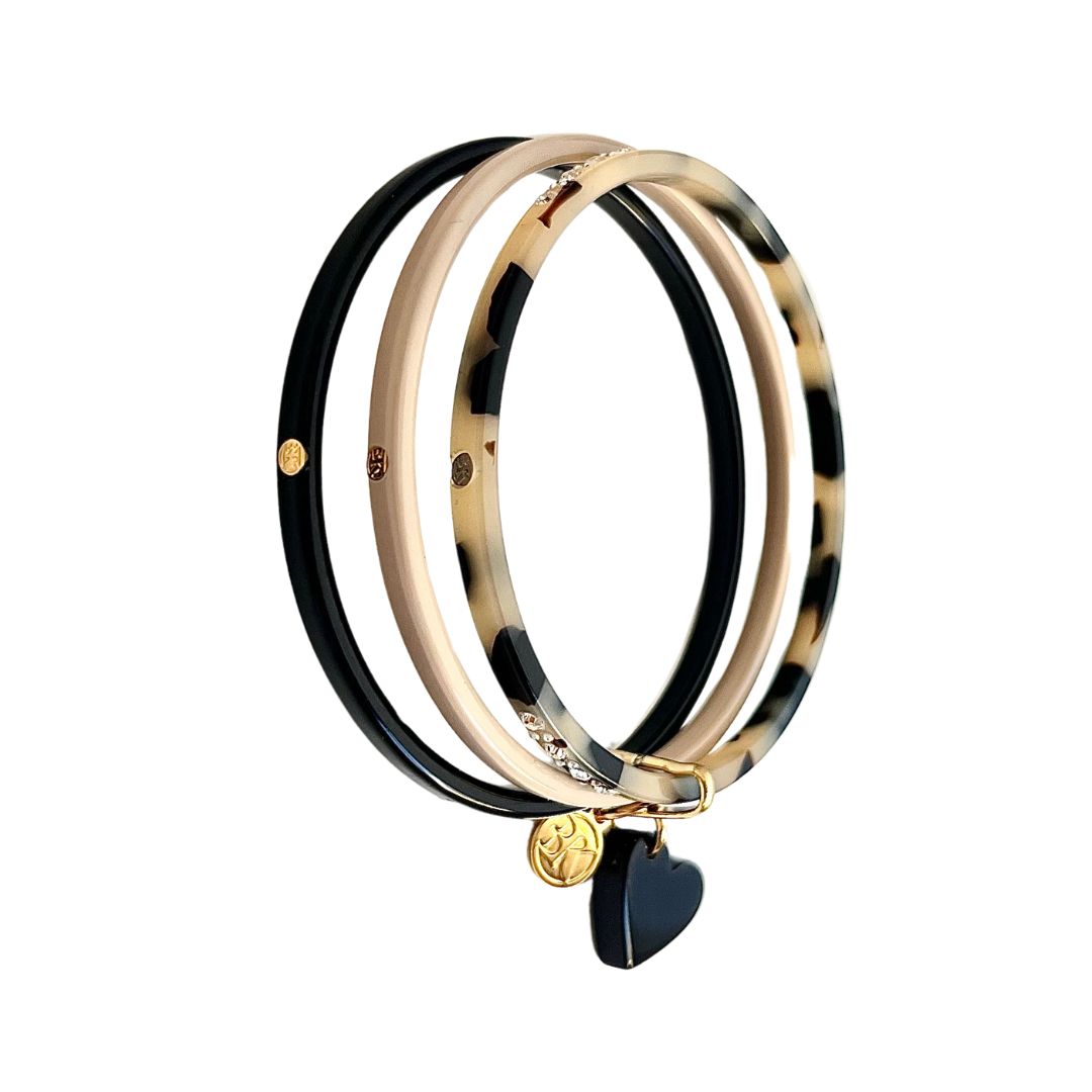 KIT de 3 bracelets JANIS Série AMOUR Cœur Noir