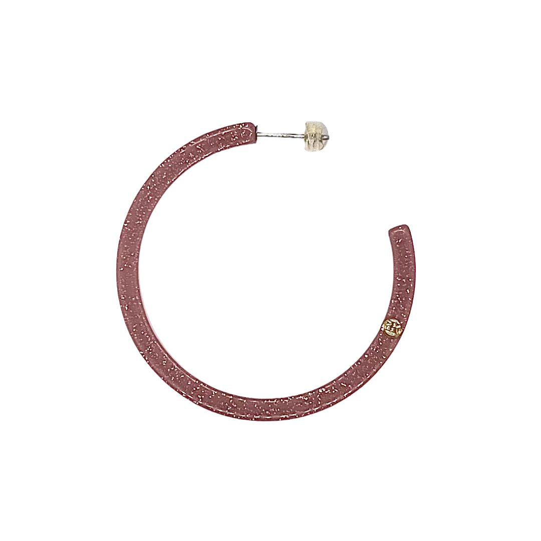 Créoles AGATHE - Pailleté Rose