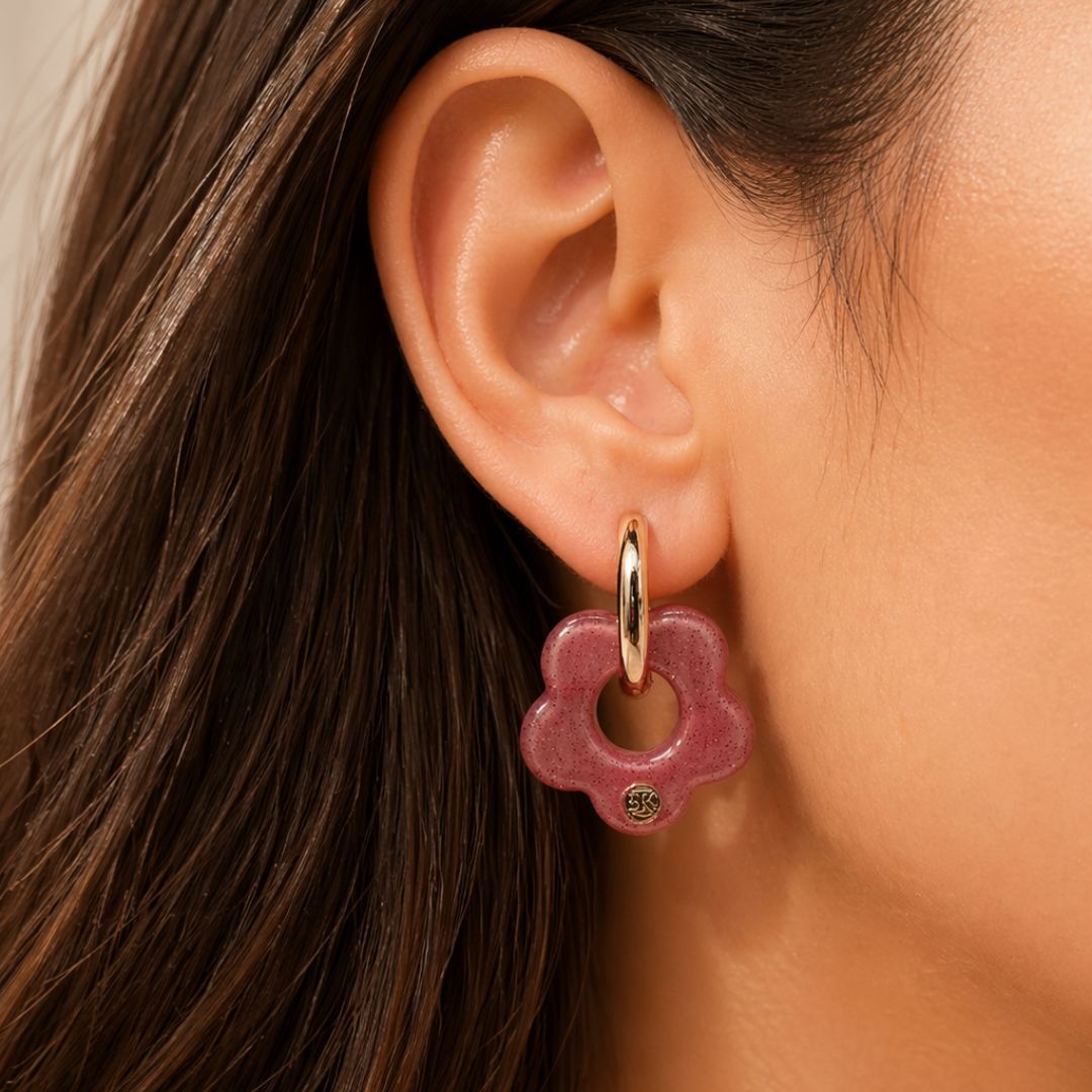 Boucles d'oreilles ELEA - Pailleté Rose
