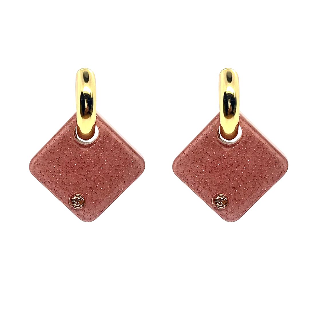 Boucles d'oreilles CECILE - Pailleté Rose