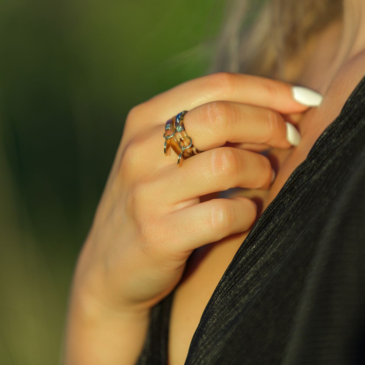 Bague MILA - Noir Strassé Golden - Exclusivité Web