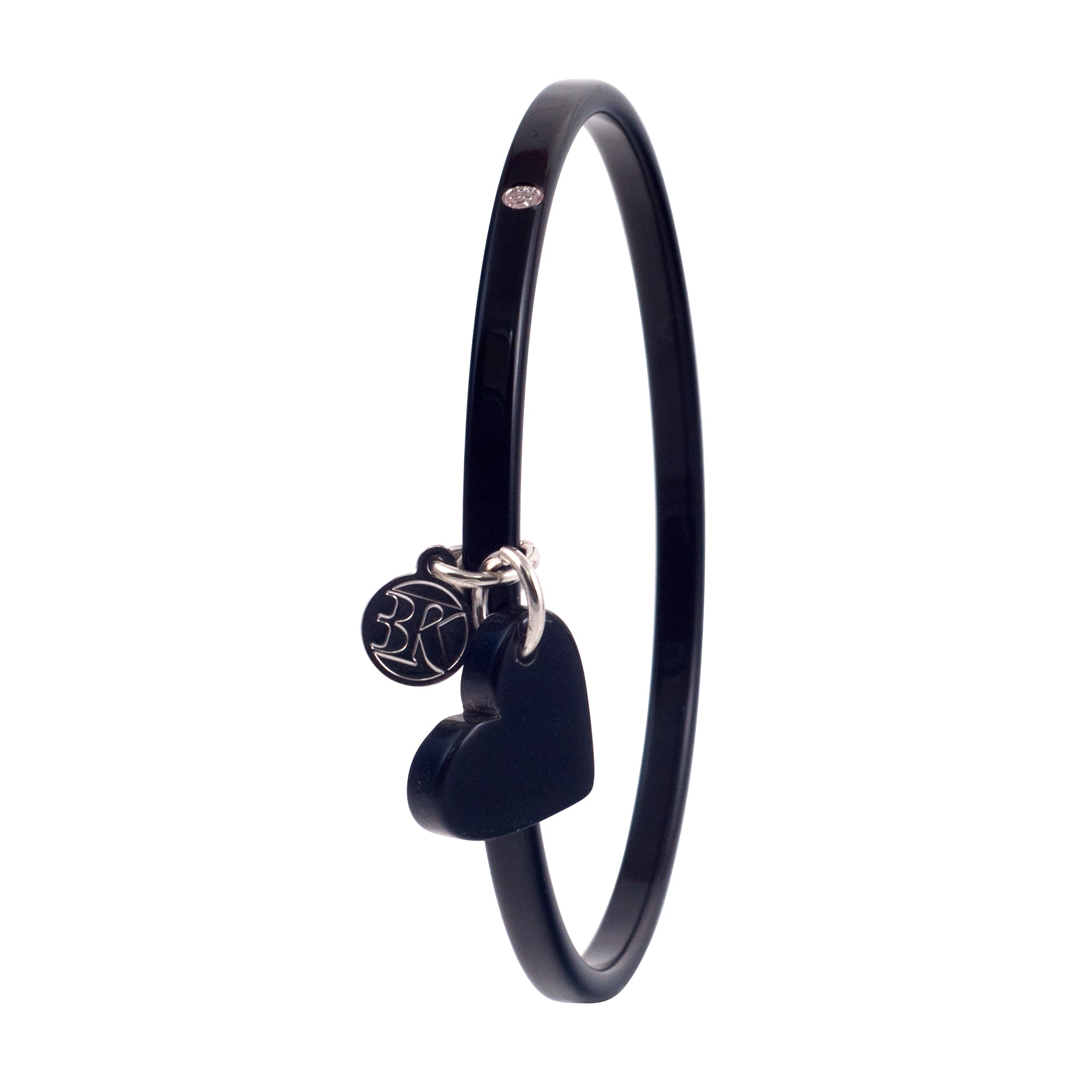 Bracelet AMOUR - Noir charme Cœur Argentée