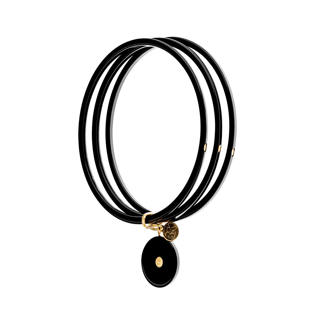 KIT de 3 Bracelets JANIS Coloris Noir Uni Avec Pastille Acétate