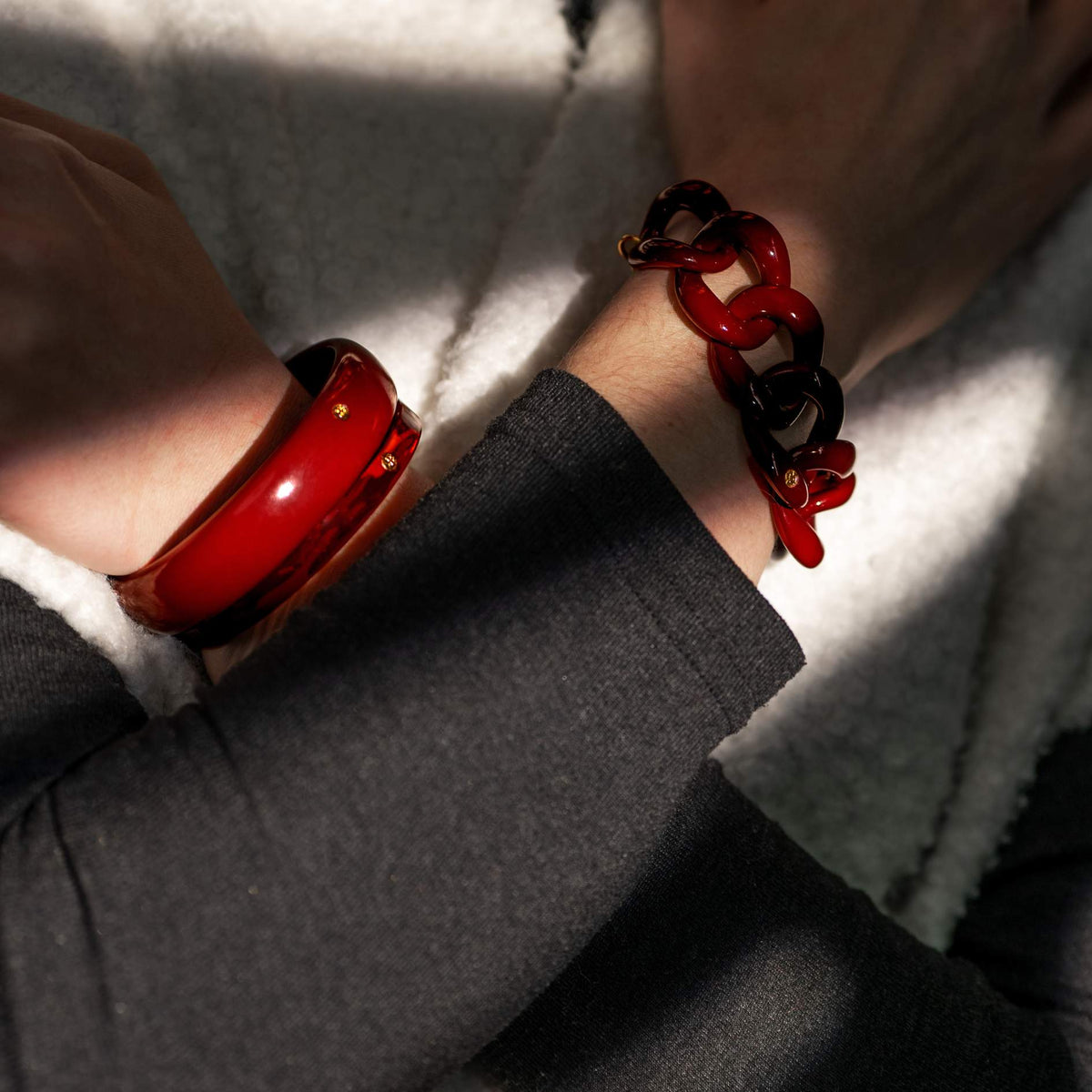 BRACELET CYNTHIA MAILLONS TORSADES Rouge Carmin
