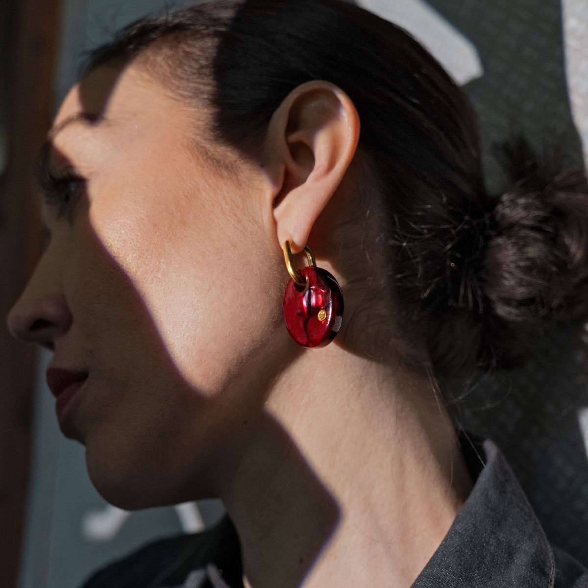Boucles d'oreilles SORIA - Éclat de lune bordeaux